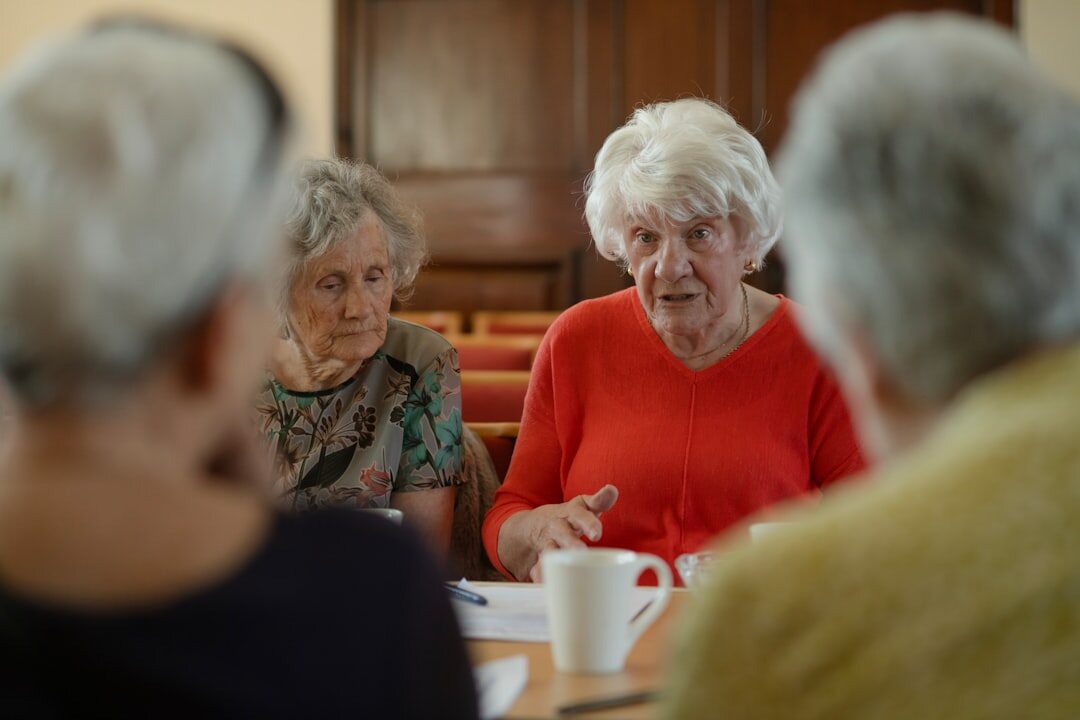 elderly woman telling story